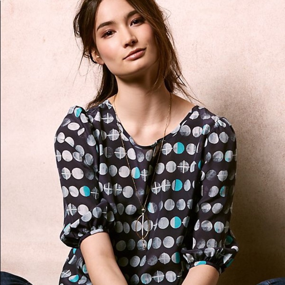 Anthropologie HD Paris Moonphase Peasant Blouse